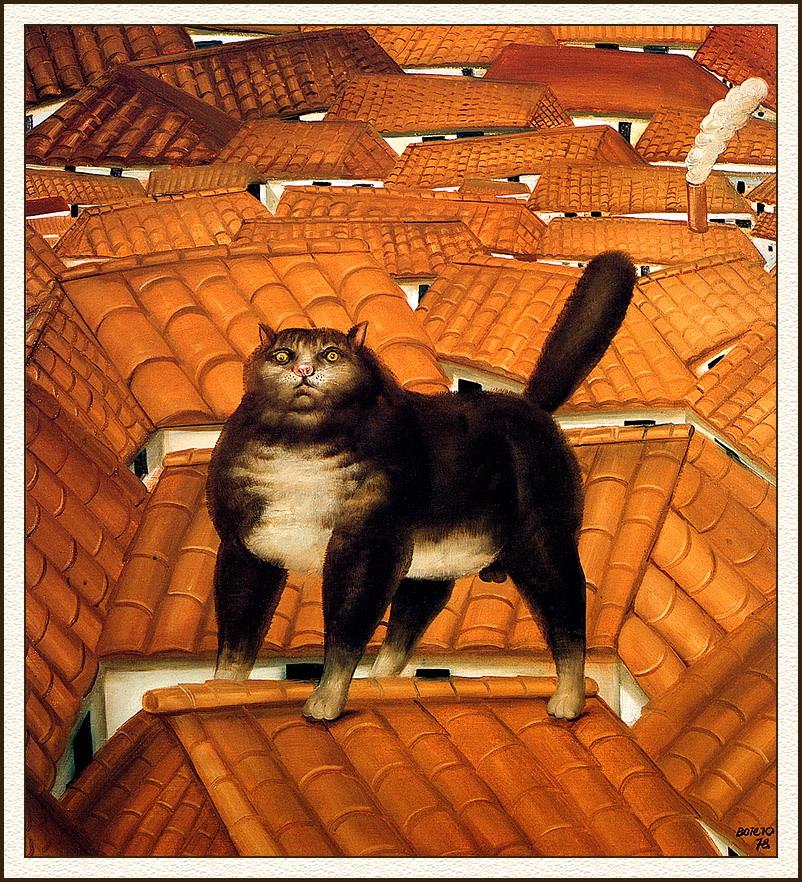 Cat on a Roof Fernando Botero Oil Paintings